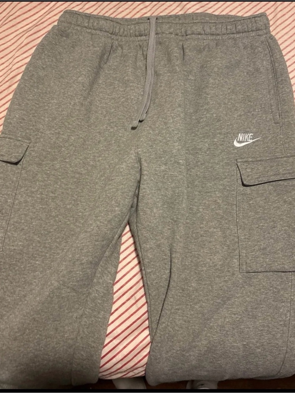 Nike Kids Gray Cargo Joggers with Logo